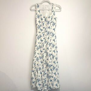 Blu Pepper White Maxi Dress with Blue Floral Print